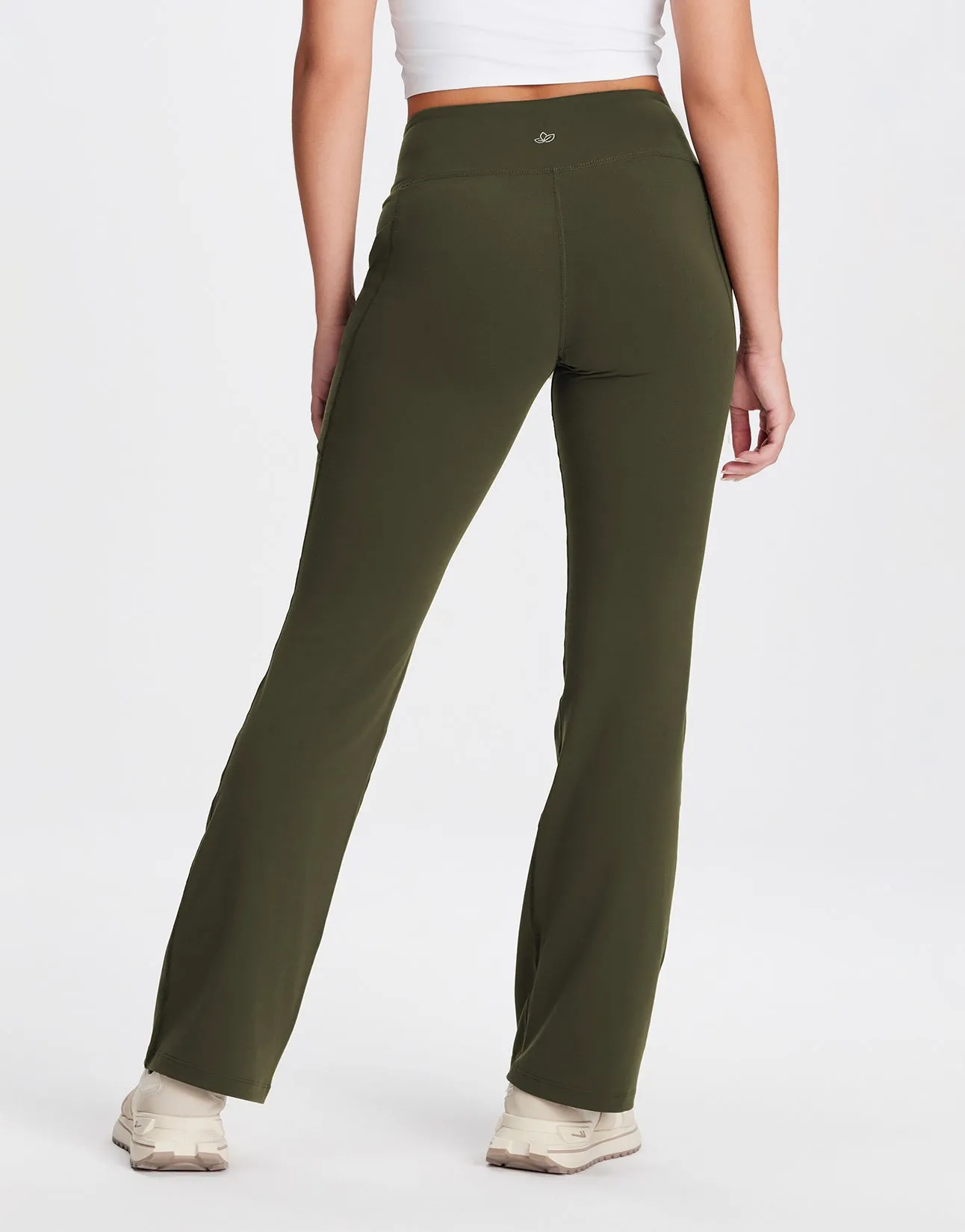 Essential Bootcut Yoga Pants, Side Pockets (Dark Olive)