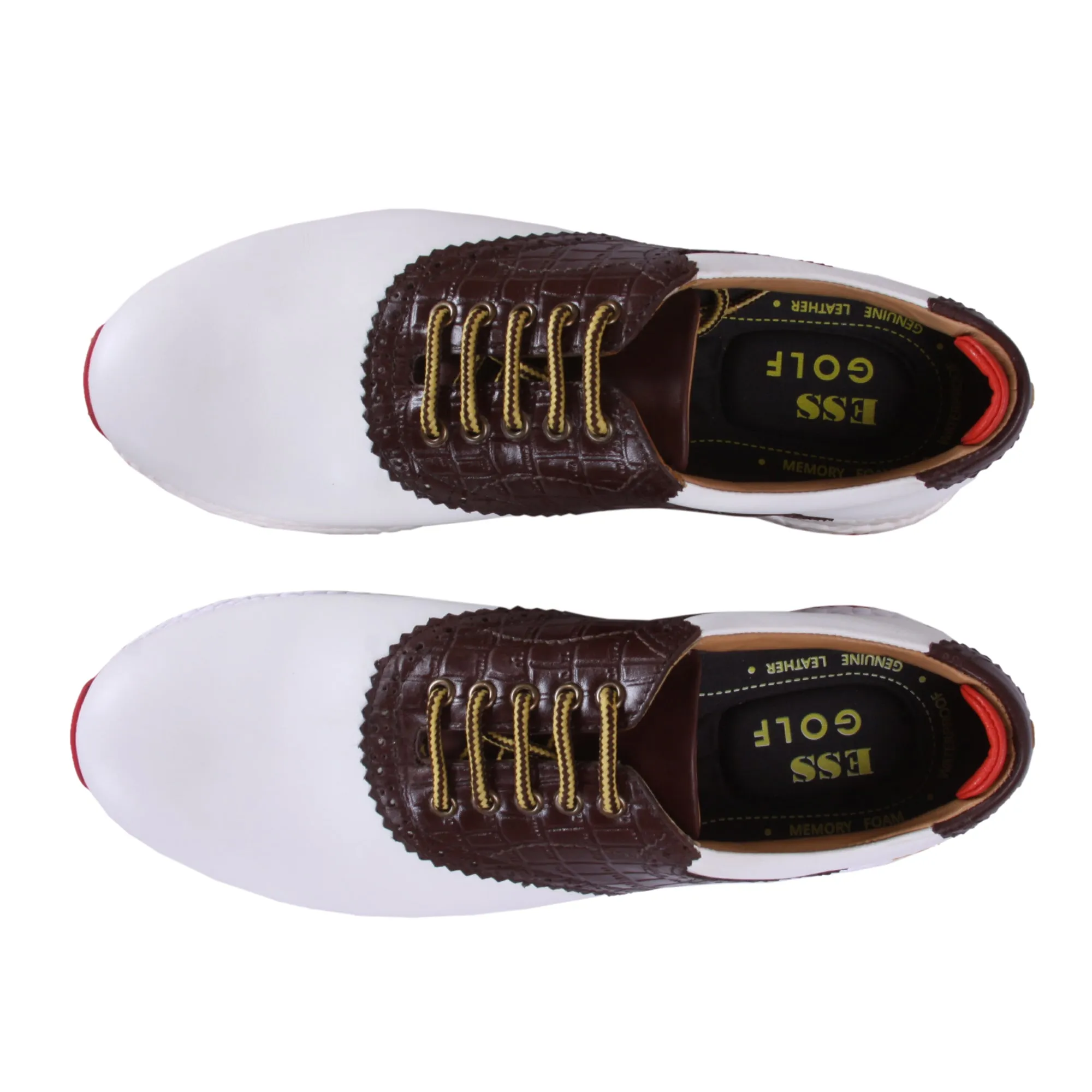 Euro White & Brown Golf Shoes