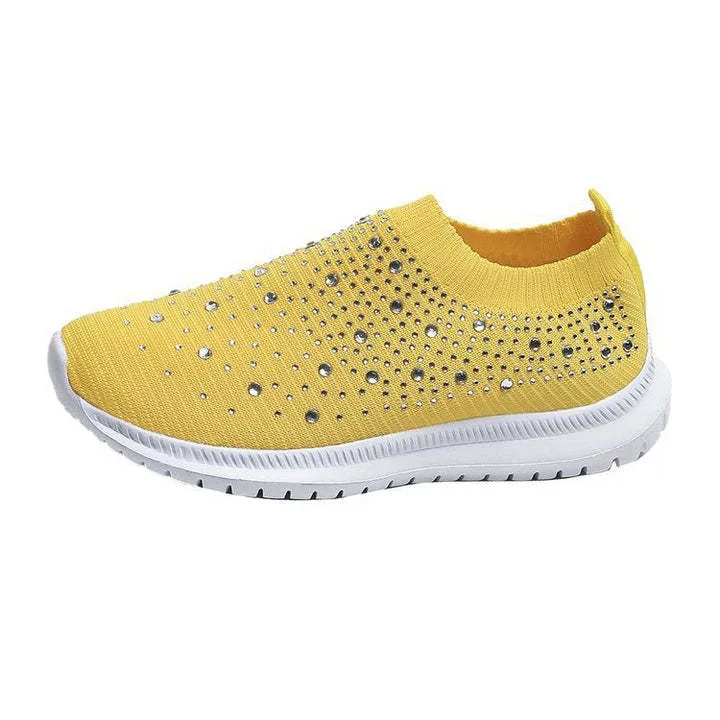 European And American Plus Size Rhinestone Stretch Sock Shoes Casual Men And Women Sneaker