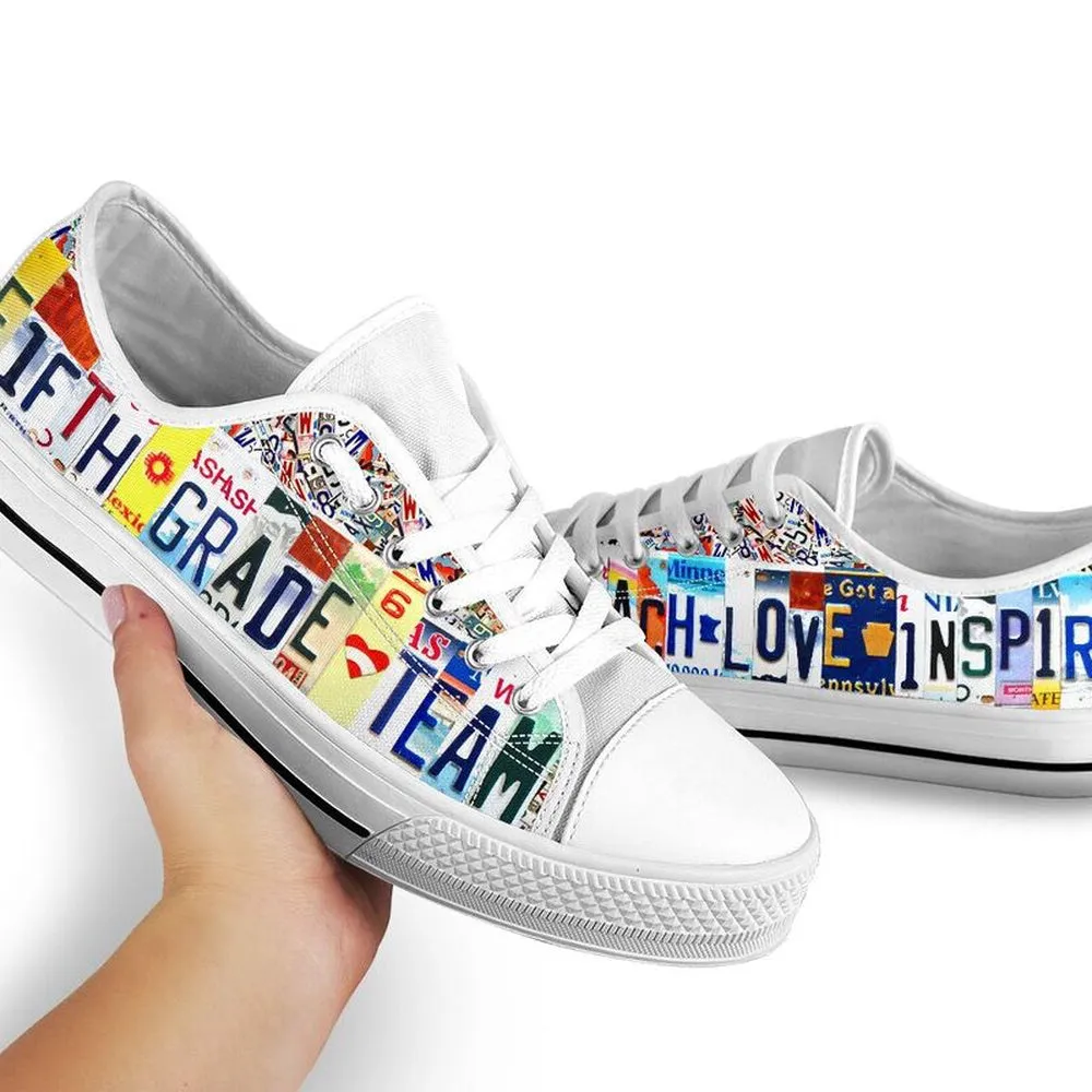 Fifth Grade Team License Plates Low Top Shoes, Teacher Shoes, Low Top Sneakers