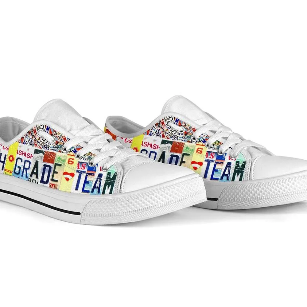 Fifth Grade Team License Plates Low Top Shoes, Teacher Shoes, Low Top Sneakers