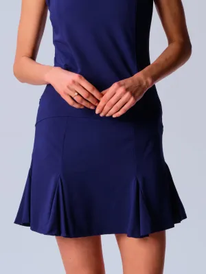 Flare Godet Skort In Navy