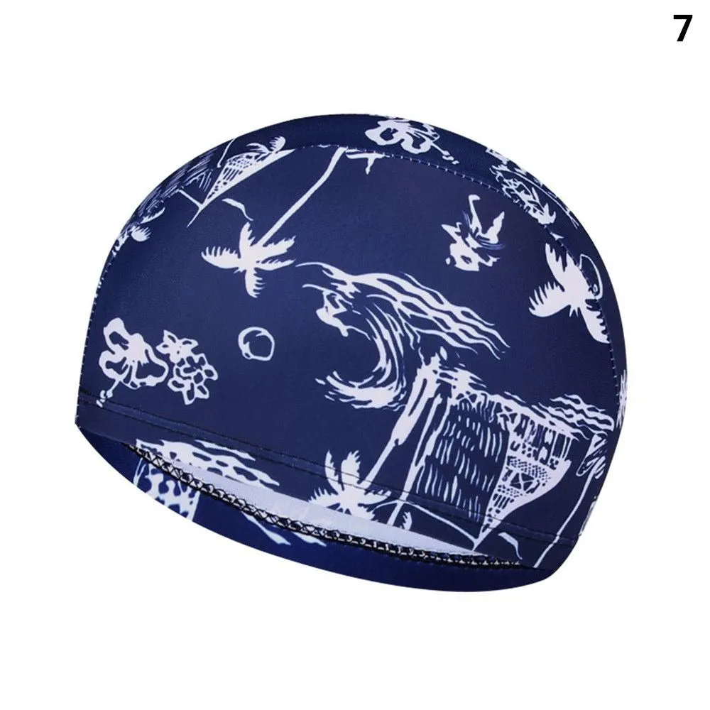 Floral Print Long Hair Swim Cap Protect Hair in Water