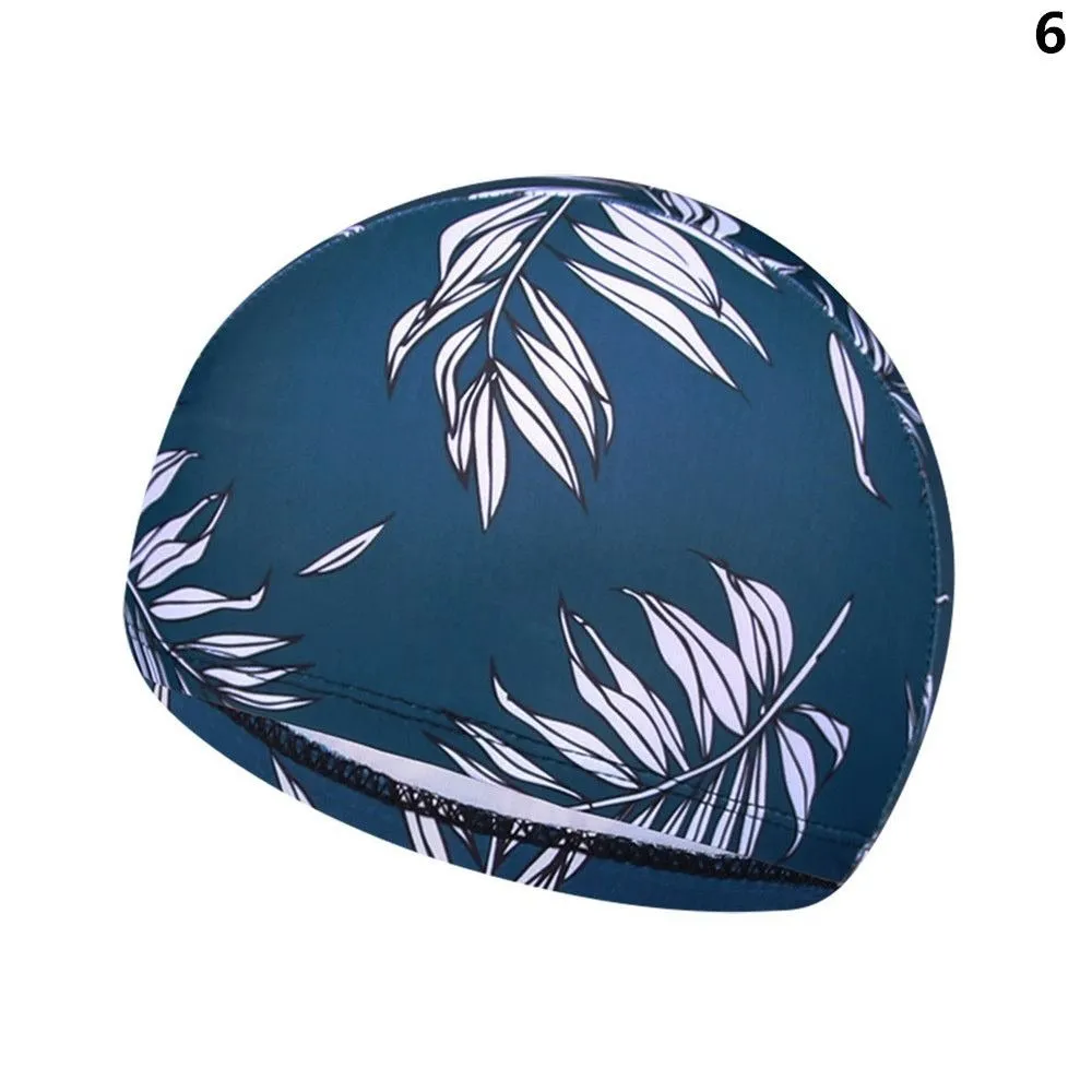 Floral Print Long Hair Swim Cap Protect Hair in Water