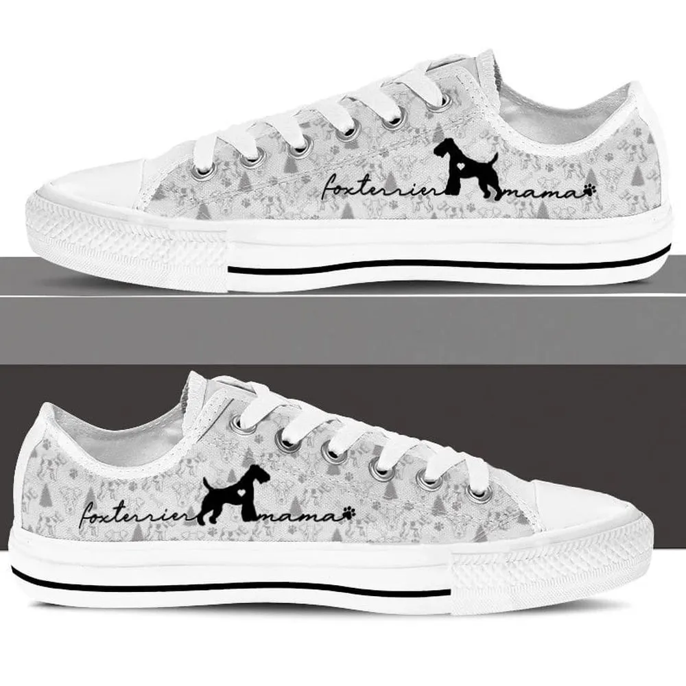 Fox Terrier Low Top Shoes, Dog Printed Shoes, Canvas Shoes For Men, Women