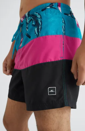 Frame Block Swim Shorts | Red Multi Stripe