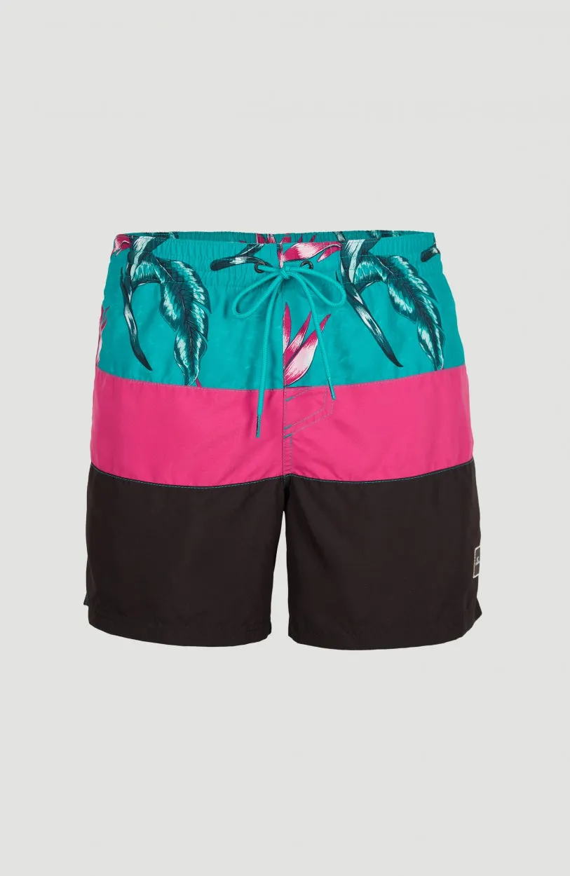 Frame Block Swim Shorts | Red Multi Stripe