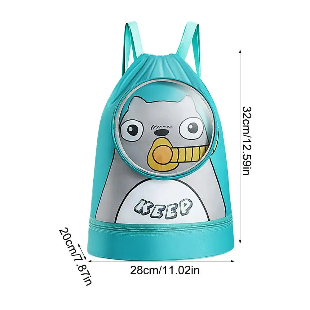 Fun Cartoon Kids Swim Backpack with Wet/Dry Storage & Shoe Pocket