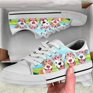 Funny Pitbull Low Top Shoes - Happy International Dog Day Canvas Sneaker, Dog Printed Shoes, Canvas Shoes For Men, Women