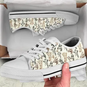 Giraffe Low Top Shoes, Animal Print Canvas Shoes, Print On Canvas Shoes