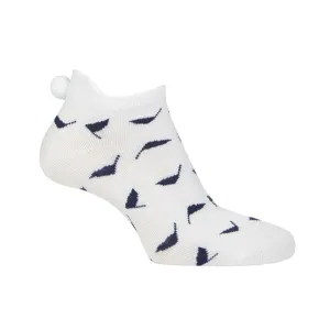 Glenmuir Women's Eugenie Patterned Golf Socks - White/Navy Flags