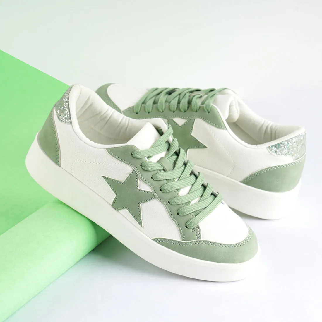 Glitter Detail Star Applique Sneakers