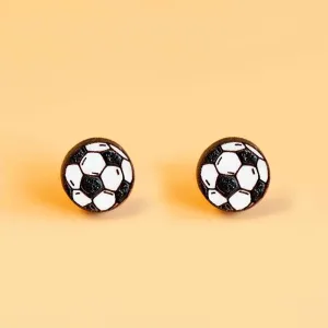 Hand-painted Football Earrings Wooden Jewellery - PET15185