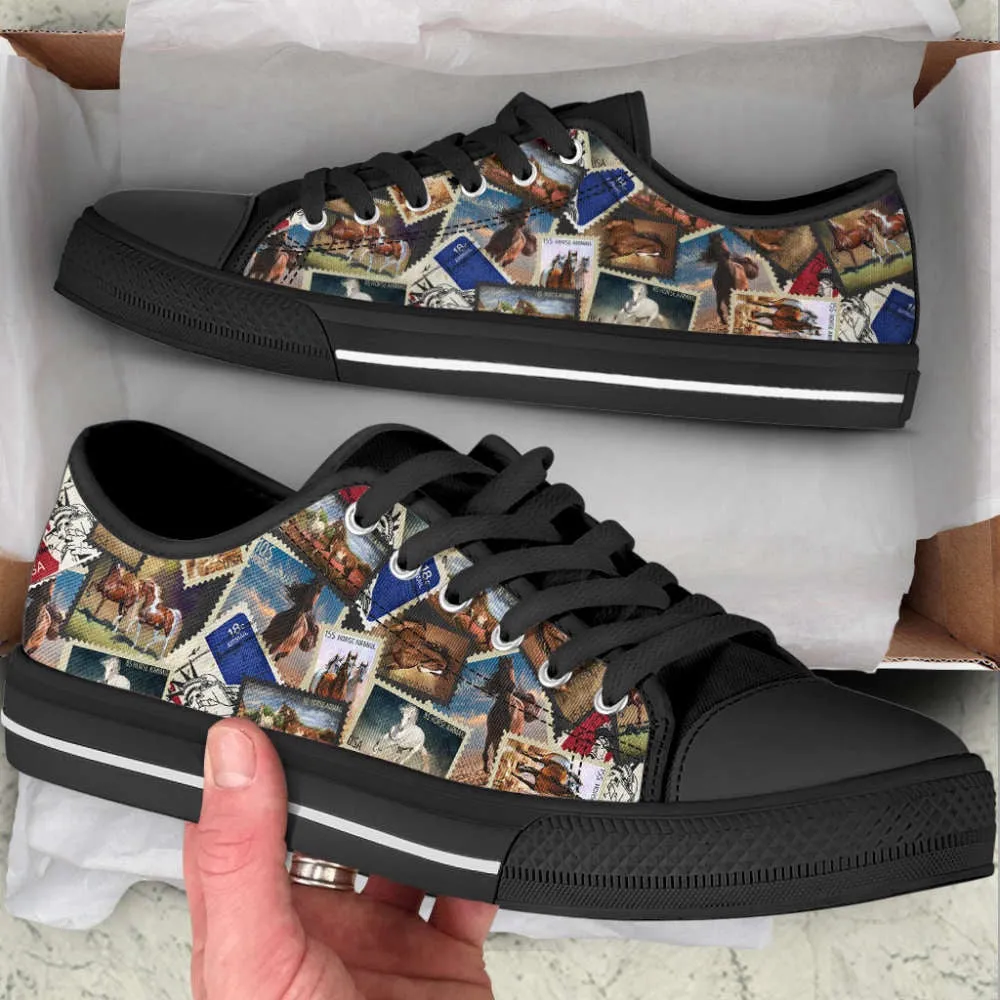 Horse Stamp Collection Low Top Shoes Canvas Print Lowtop Casual Shoes, Animal Print Canvas Shoes, Print On Canvas Shoes