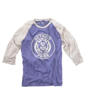 Ink Detroit Pride Tri Blend 3/4 Sleeve Raglan T-Shirt- Royal Blue