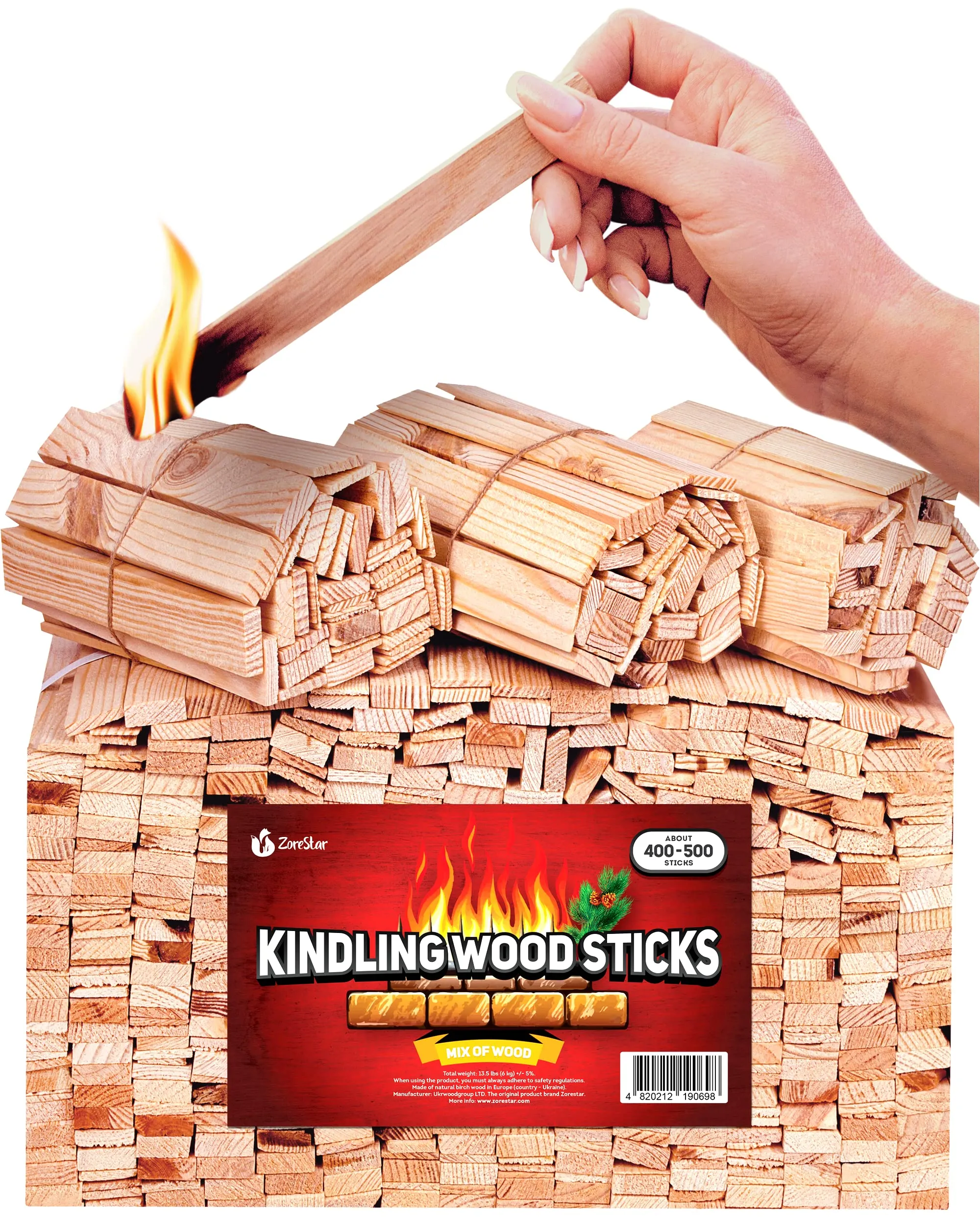 Kindling Wood Fire Starter Sticks 300 Pc - Kiln Dried Firewood - Fire Starter