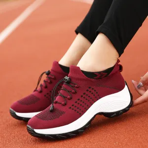 Large Size Women's Shoes High Elastic Flying Woven Breathable Sports Women's Socks Shoes