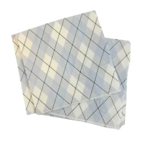 Light Blue Argyle Print Napkins x 24