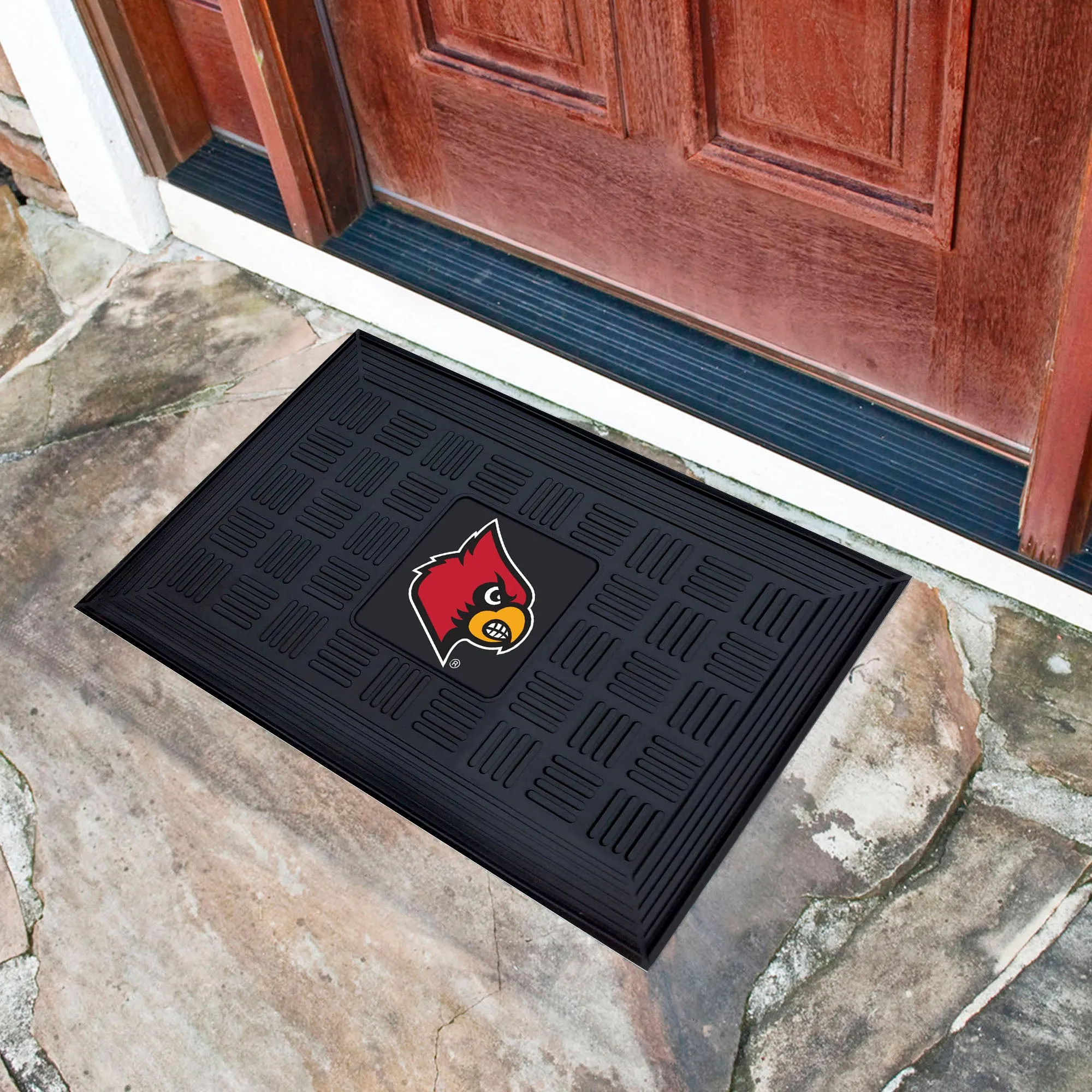 Louisville Cardinals Heavy Duty Vinyl Medallion Door Mat - 19.5in. x 31in.