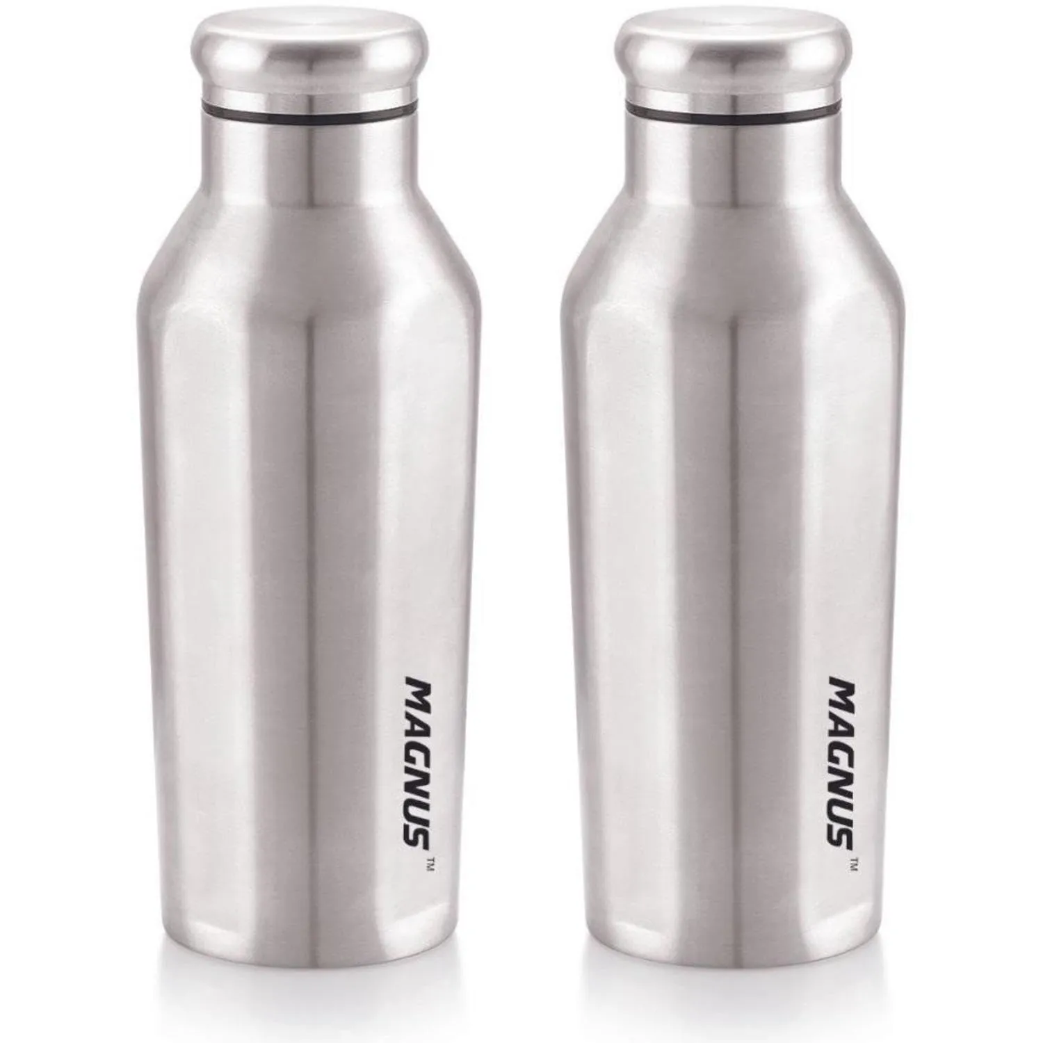 Magnus Sporty Single Wall Stainless Steel Bottle for Men & Women(BPA Free, Leakproof) 550 ml Bottle (Pack of 2, Silver, Steel)