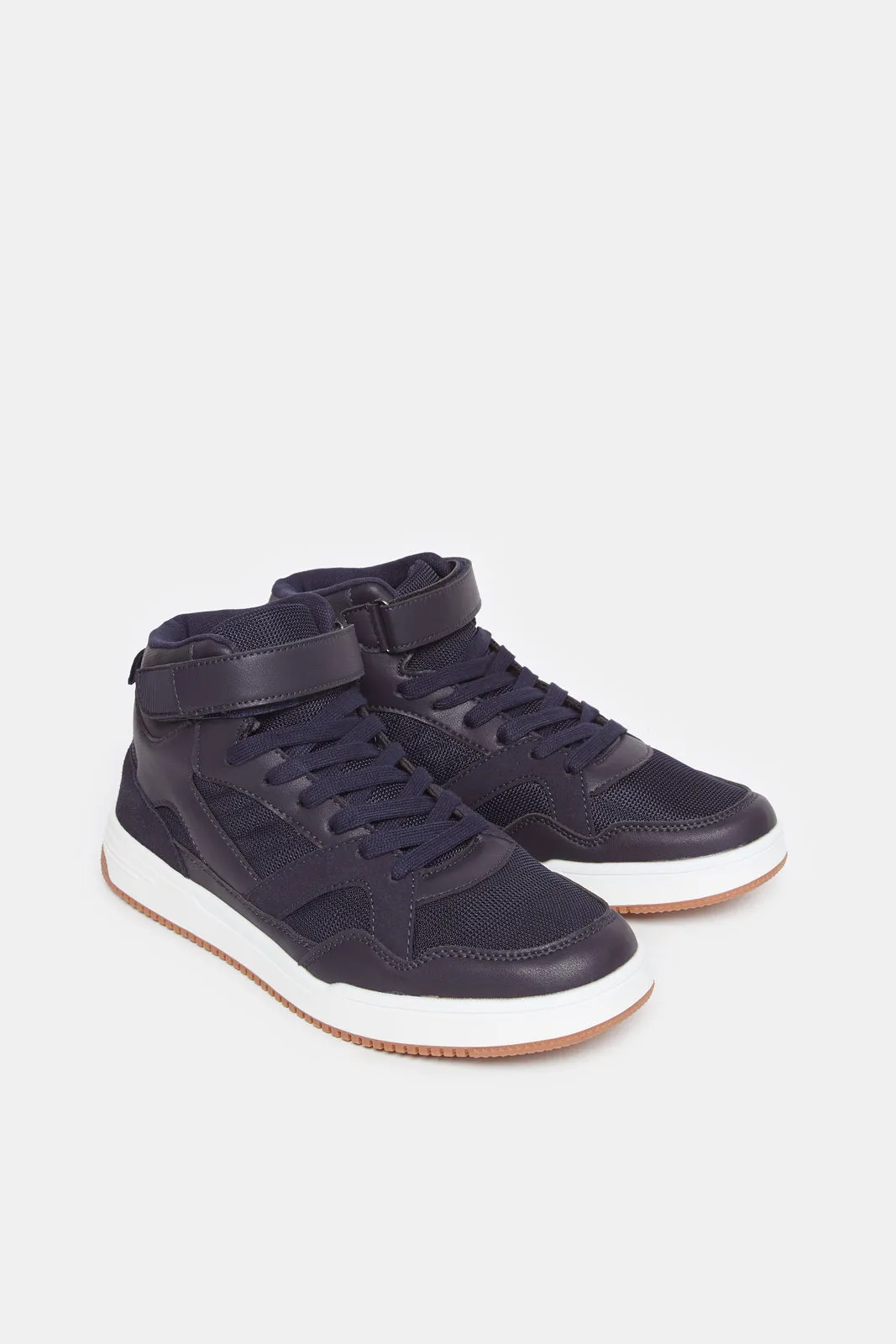 Men Navy Material Block High-top Sneakers