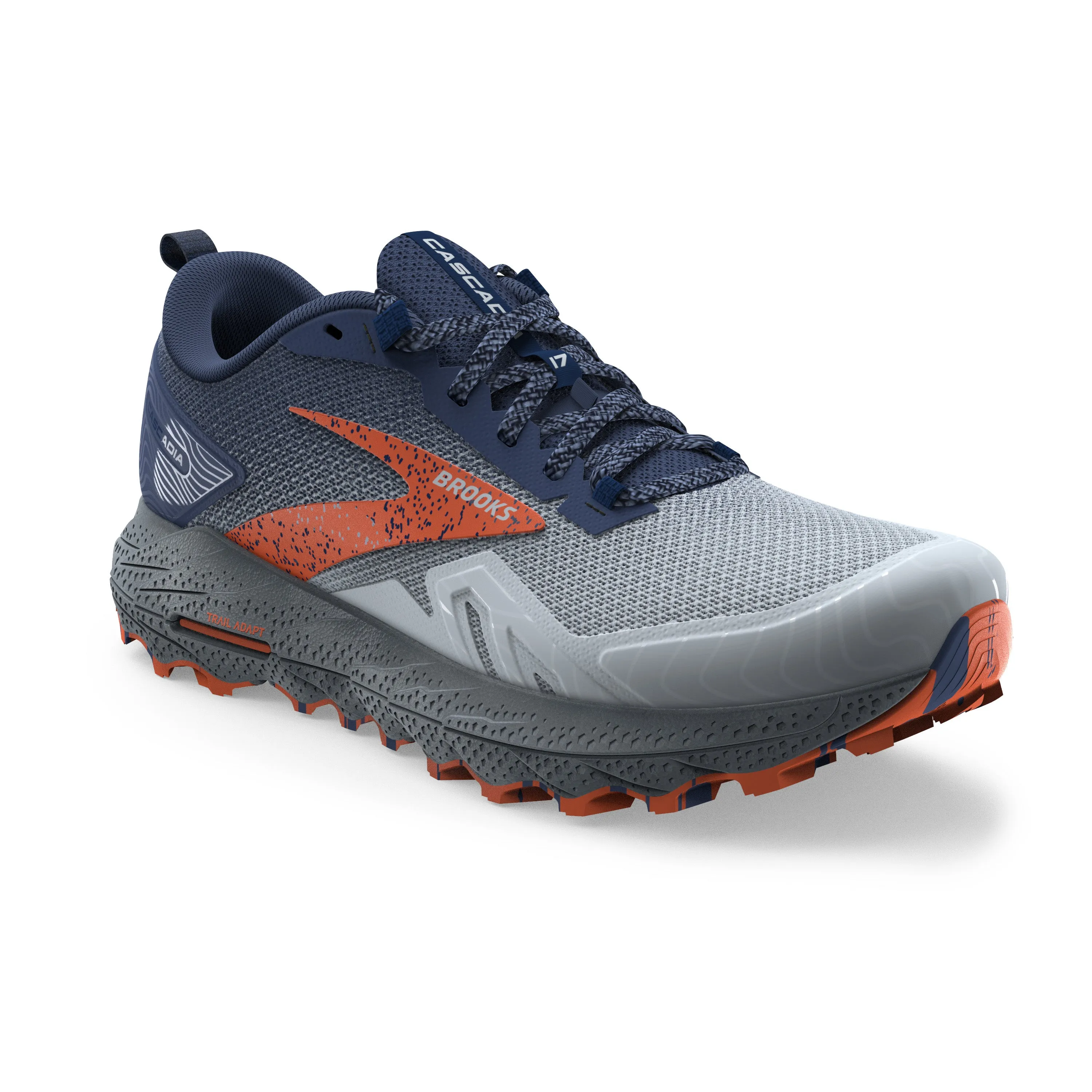 Men's Brooks Cascadia 17 Color: Blue/ Navy/ Firecracker