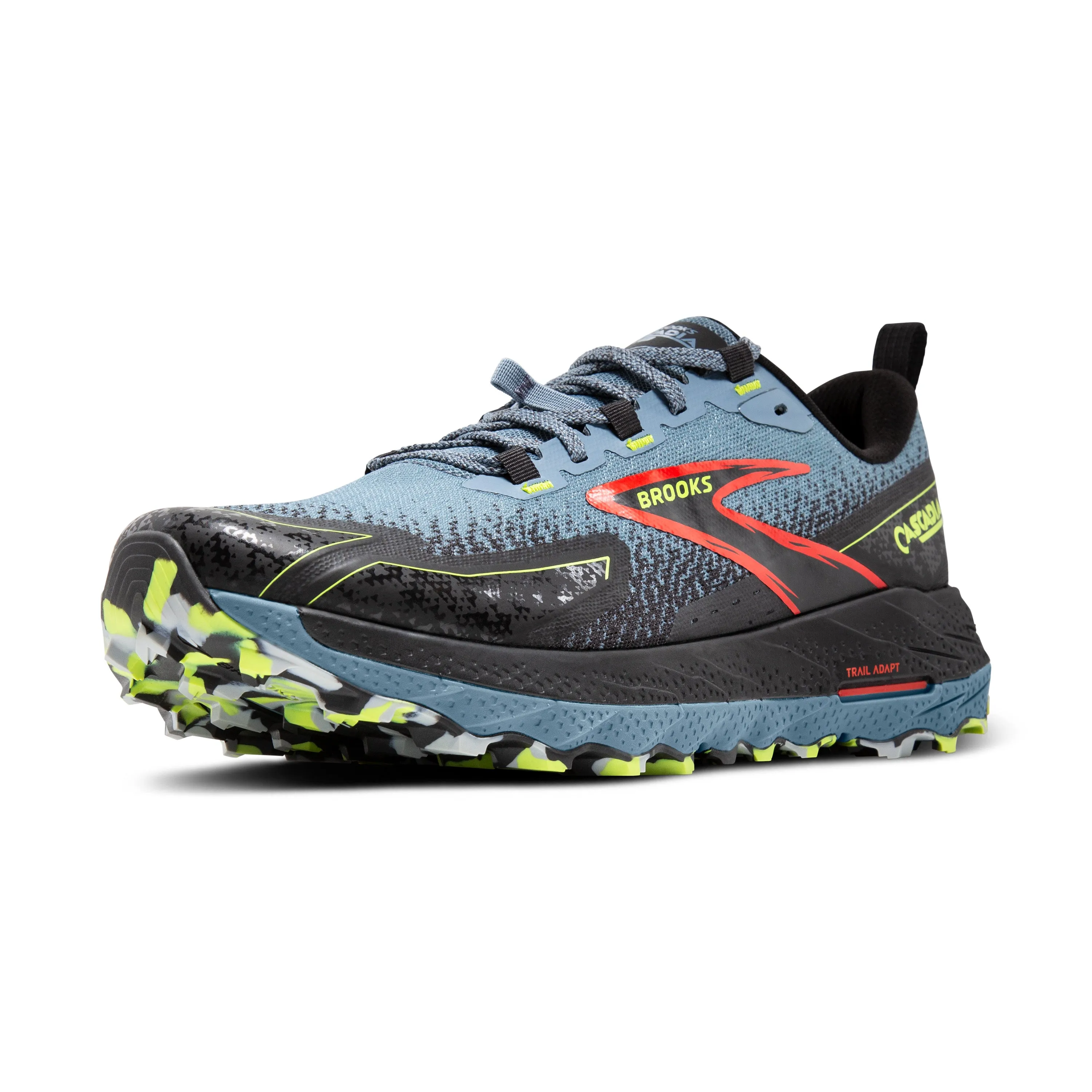 Men's Brooks Cascadia 18 Color: Citadel/Ebony/Lime