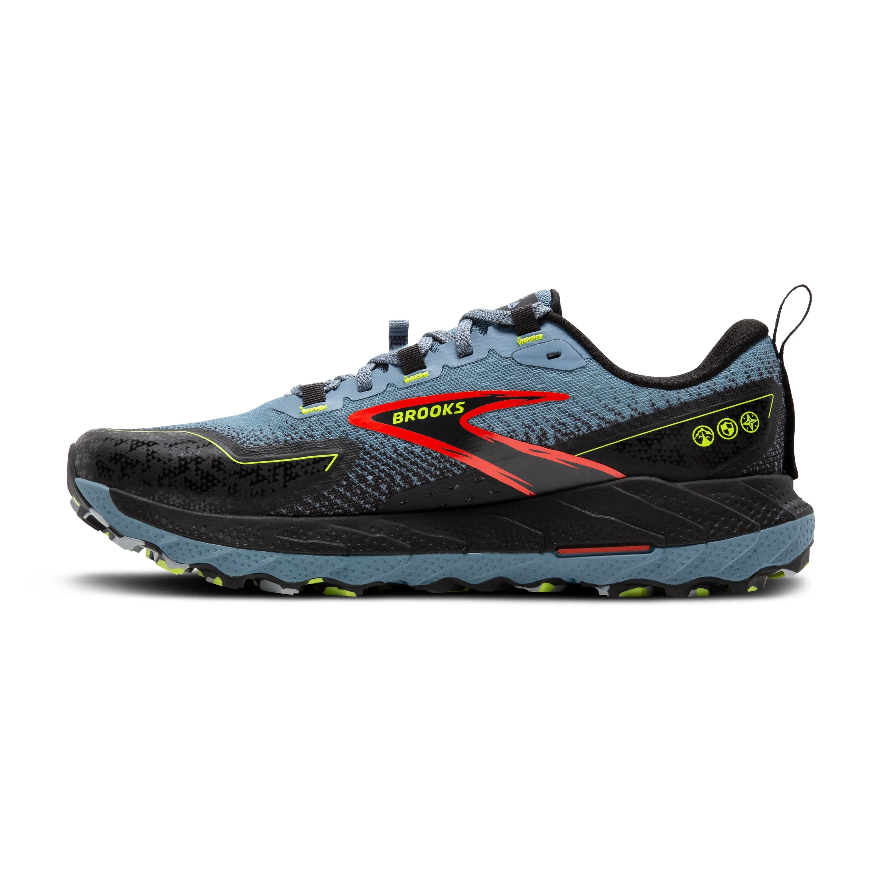 Men's Brooks Cascadia 18 Color: Citadel/Ebony/Lime