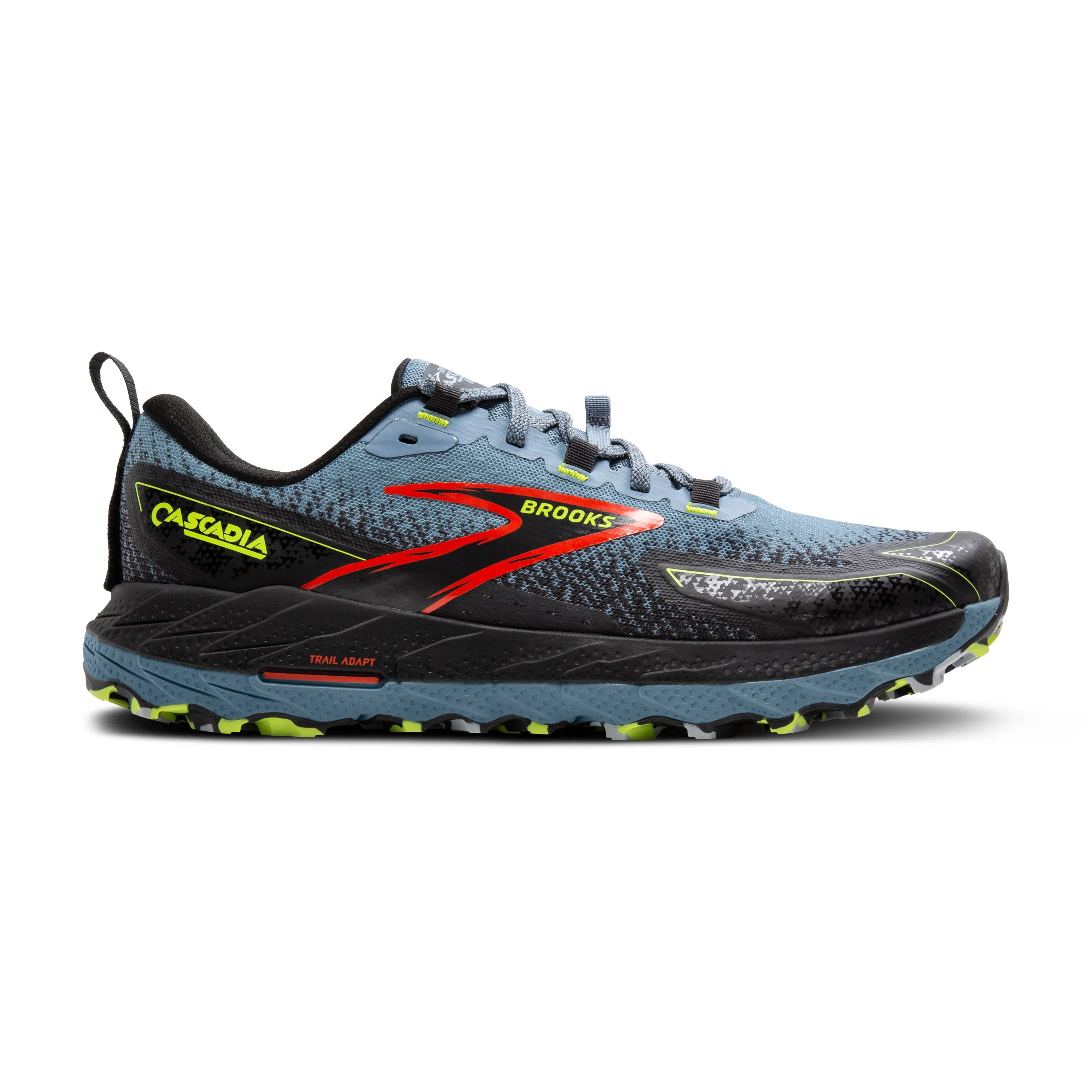 Men's Brooks Cascadia 18 Color: Citadel/Ebony/Lime