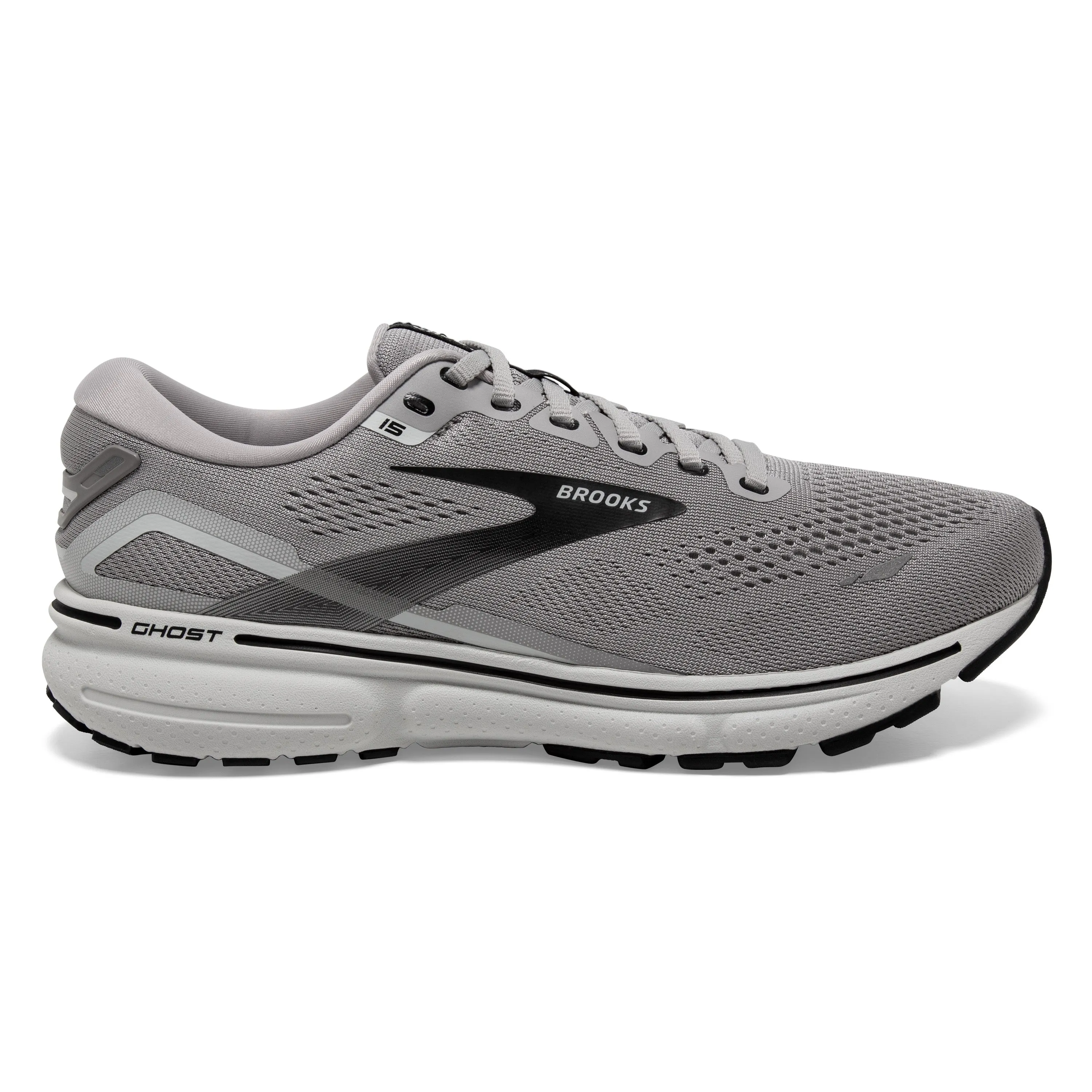 Men's Brooks Ghost 15 1103934E098 Color: Alloy/Oyster/Black (EXTRA WIDE WIDTH)