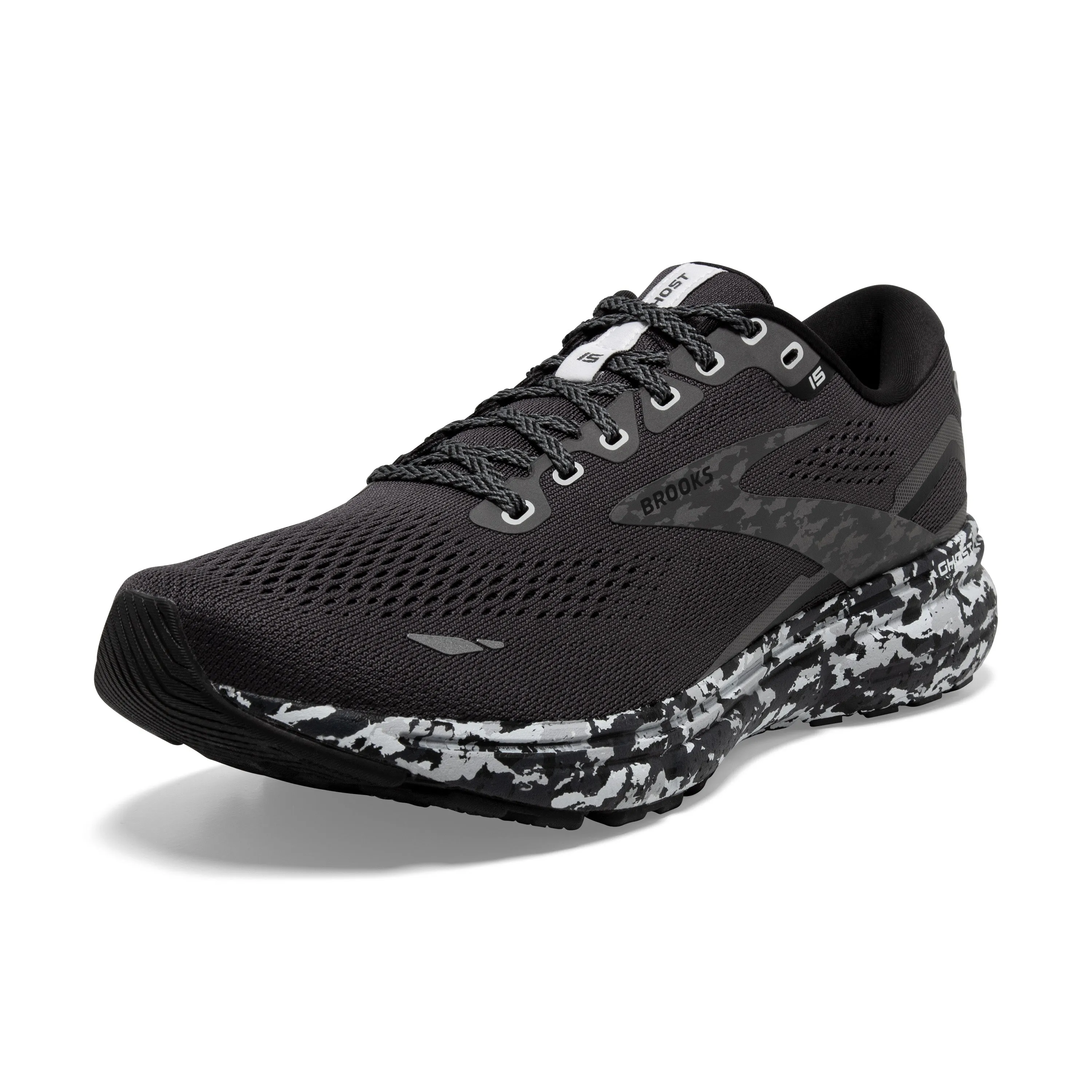 Men's Brooks Ghost 15 Color: Ebony / Black / Oyster