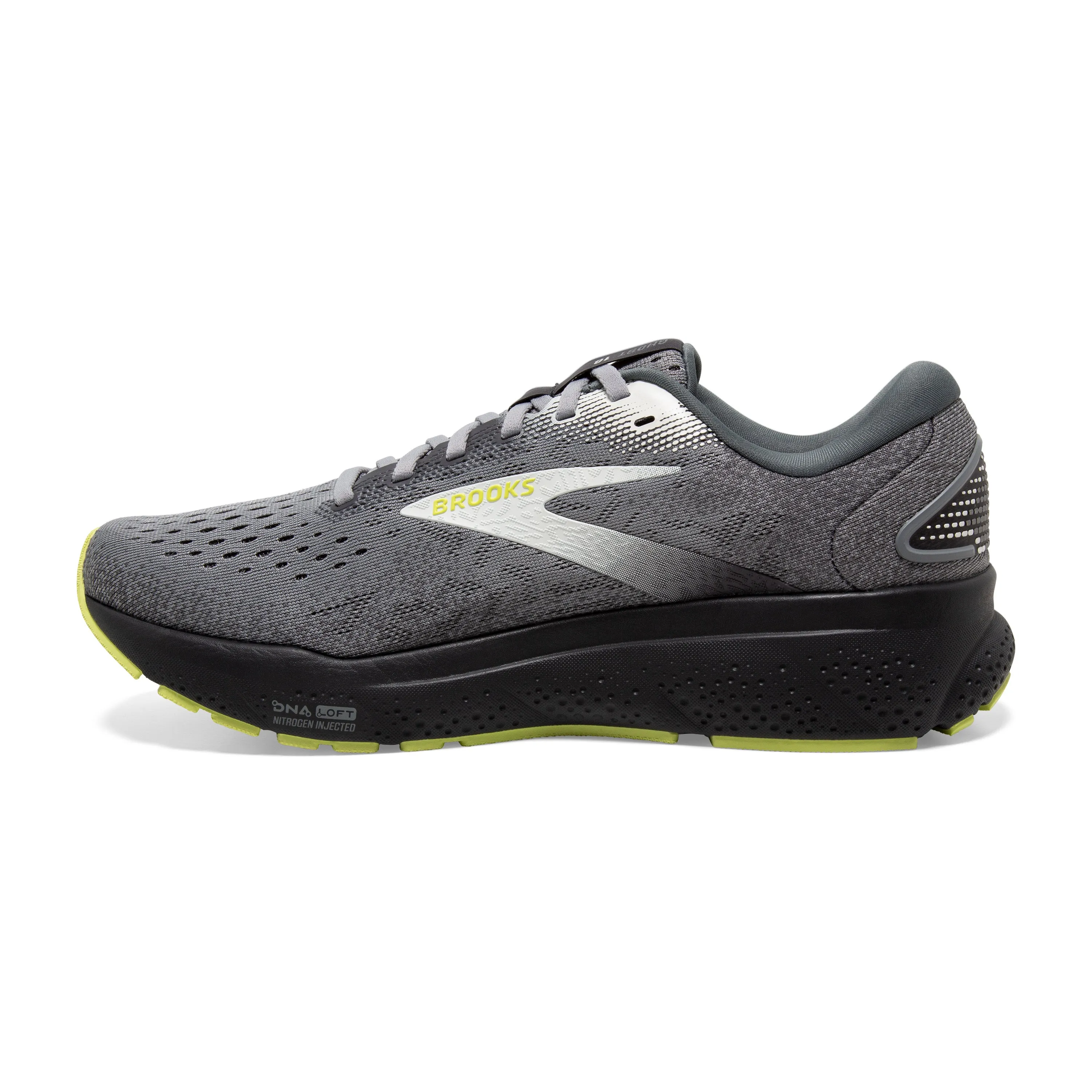 Men's Brooks Ghost 16 Color: Primer / Grey / Lime (EXTRA WIDE WIDTH)