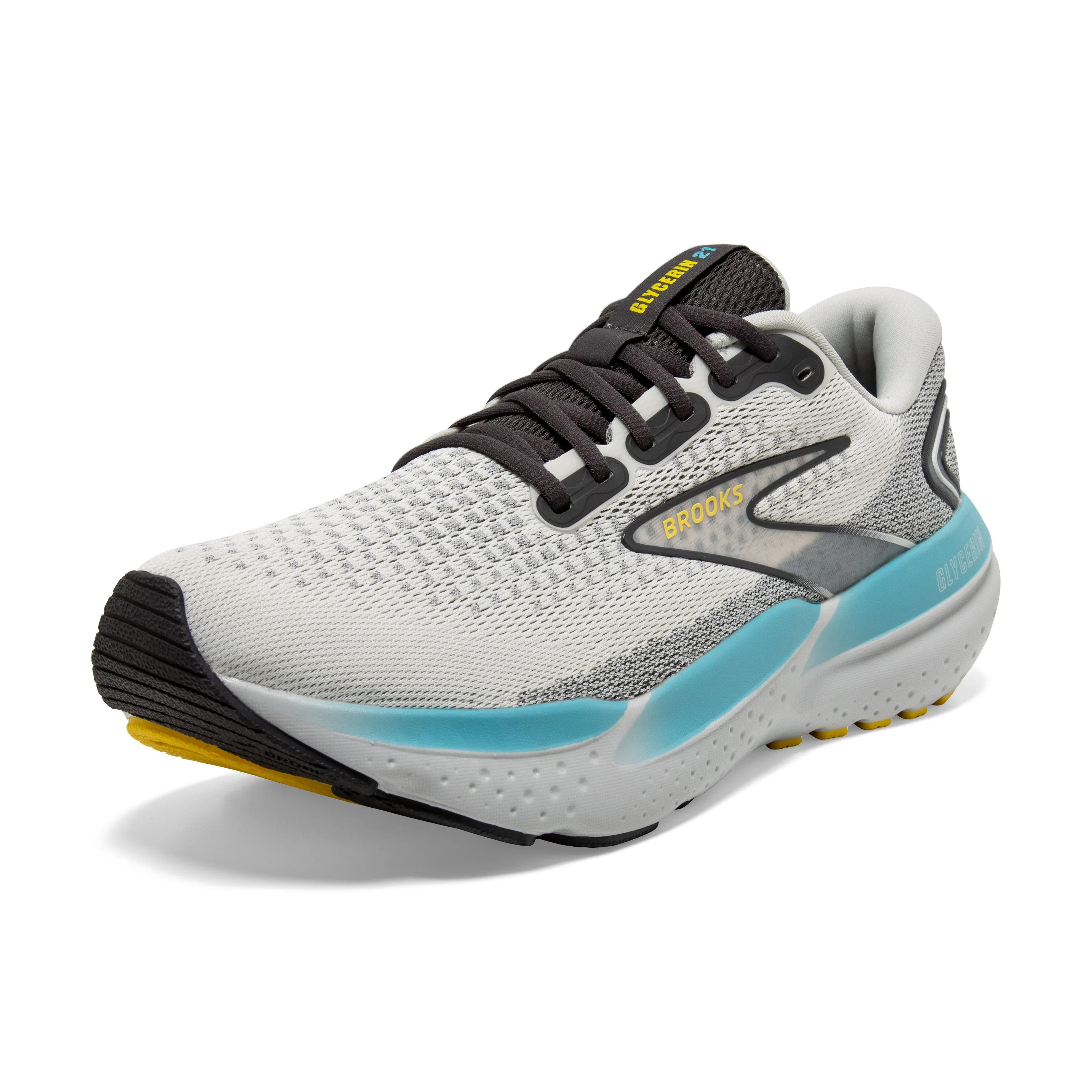 Men's Brooks Glycerin 21 Color: Coconut/Forged Iron/Yellow