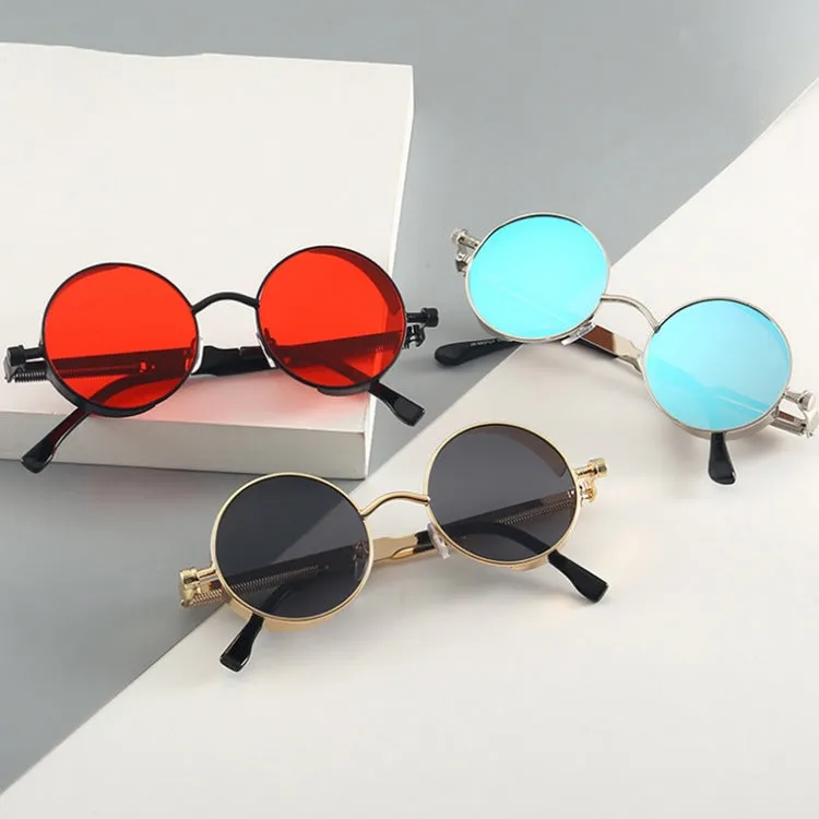 Metal Round Frame Steampunk Retro Sunglasses for Men Women(10)