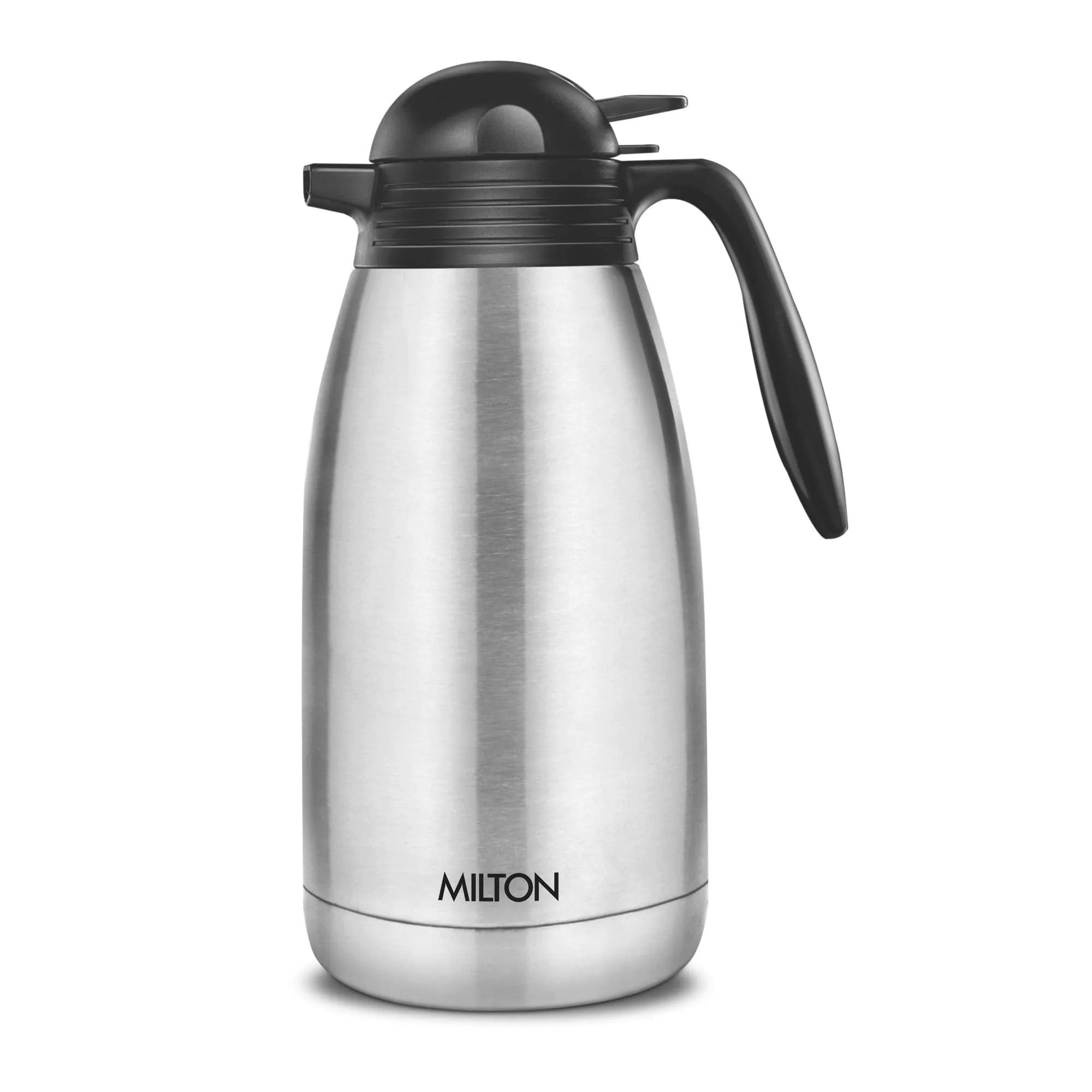 Milton Thermosteel Flip Lid Flask, 350 milliliters, Silver & Milton Thermosteel Carafe for 24 Hours Hot or Cold, 2000 ml, Silver