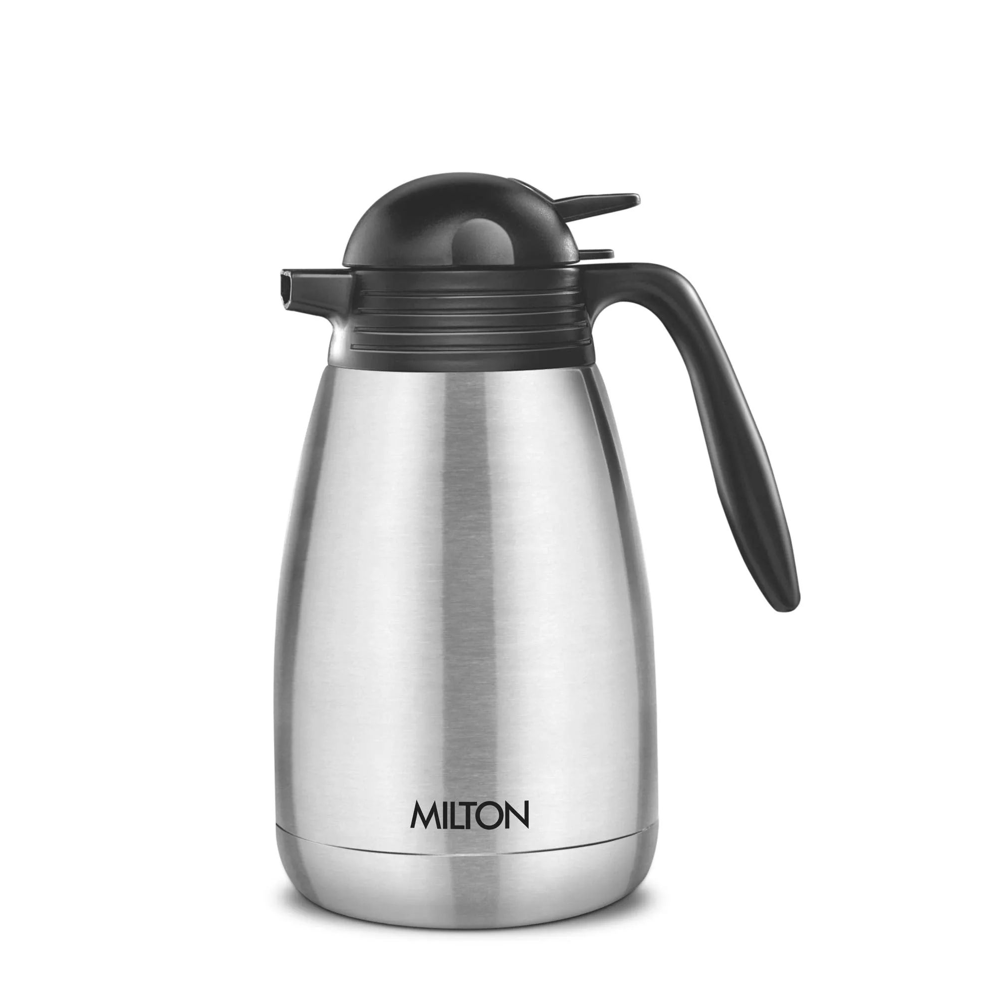 MILTON Thermosteel Plain Lid Flask, 500 ml, Plain Steel and Thermosteel Carafe 1500 ml, Steel Plain