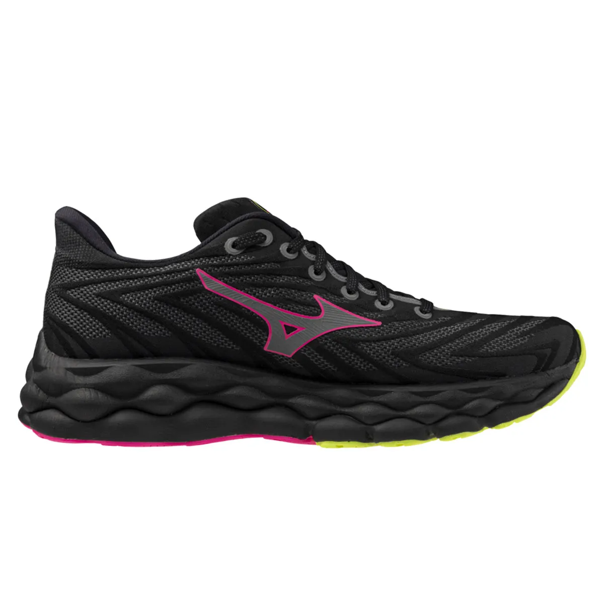 Mizuno Wave Sky 8 Unisex | Black/silver/pink Tetra