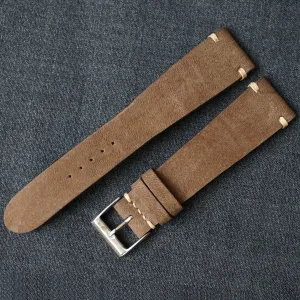 MOCHA NUBUCK CUSTOM MADE STRAP - SIDE STITCHED