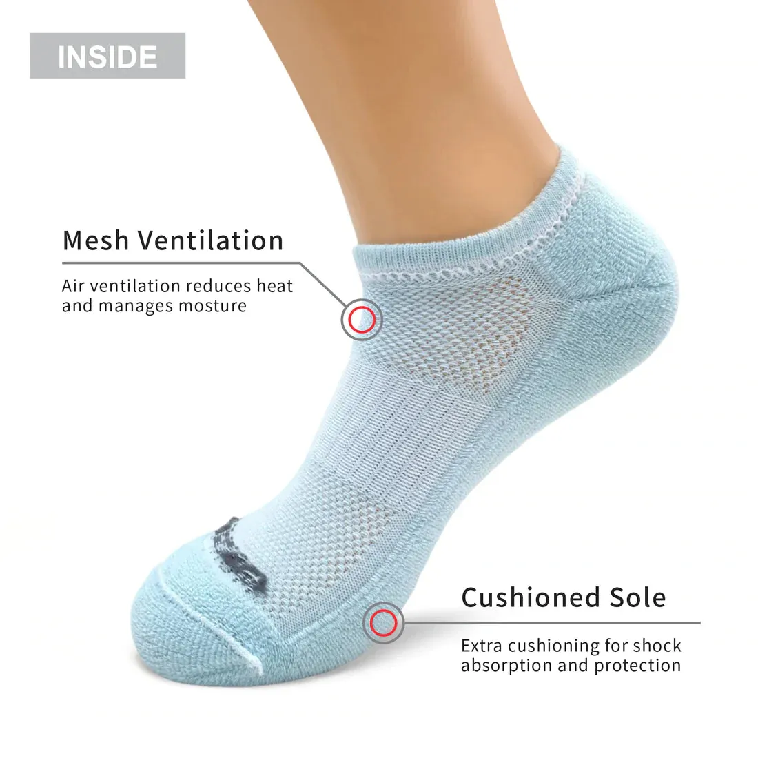 *MONFOOT Athletic Cushioned Mesh Ankle 4 Pairs Socks - Natural - Medium