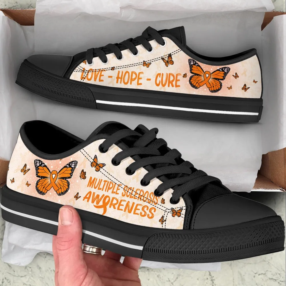 Multiple Sclerosis Shoes With Butterfly Version Low Top Shoes, Best Canvas Shoes, Low Top Sneaker