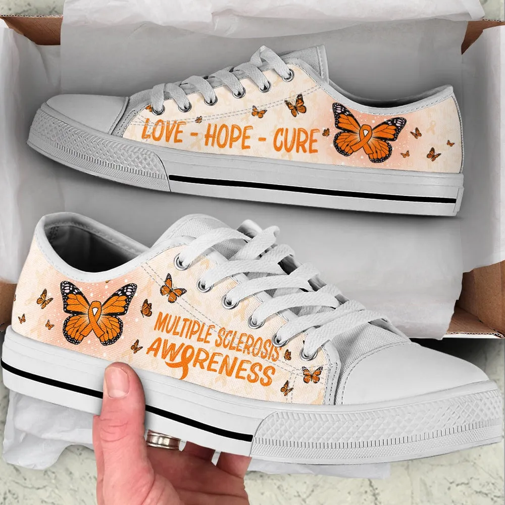 Multiple Sclerosis Shoes With Butterfly Version Low Top Shoes, Best Canvas Shoes, Low Top Sneaker