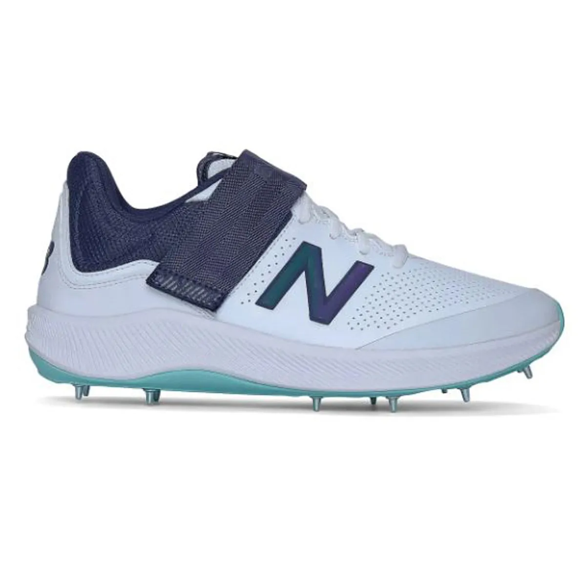 New Balance CK4040J5 Metal Spike Cricket Shoes, White/Cyber Jade