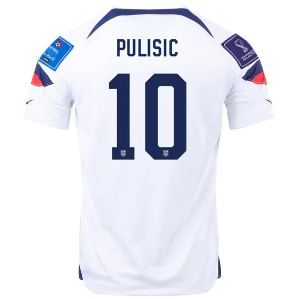 Nike United States Christian Pulisic Home Jersey 22/23 w/ World Cup 2022 Patches (White/Loyal Blue)