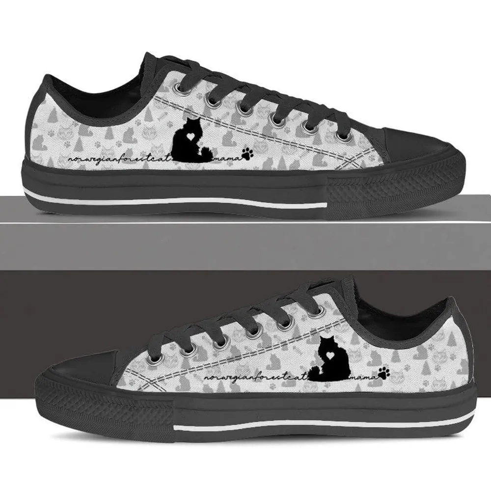 Norwegian Forest Cat Low Top Shoes - Cat Walking Shoes Men Women - Cat Memorial Gift, Cat Canvas Shoes