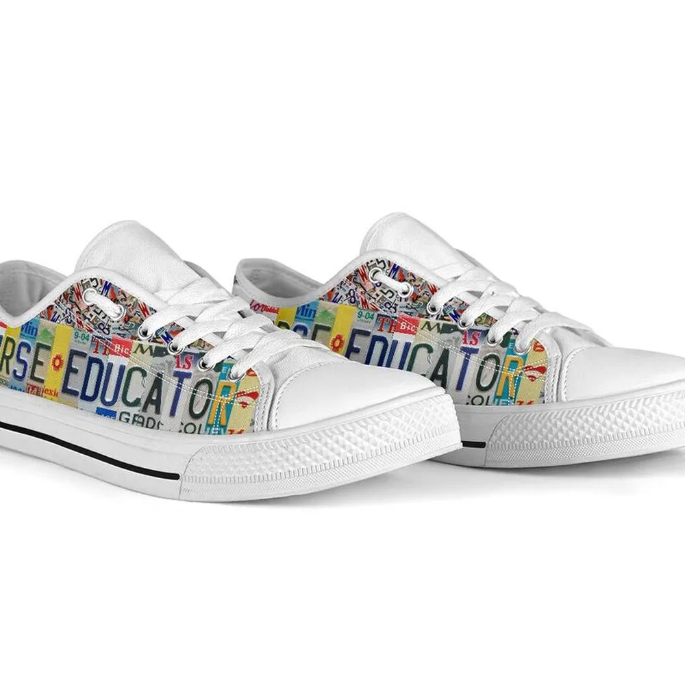 Nurse Educator License Plates Low Top Shoes, Teacher Shoes, Low Top Sneakers