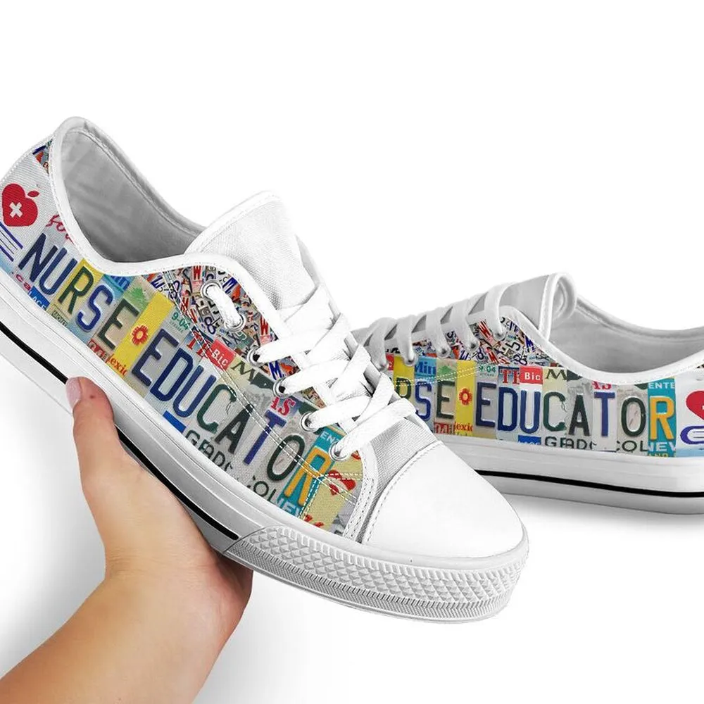 Nurse Educator License Plates Low Top Shoes, Teacher Shoes, Low Top Sneakers