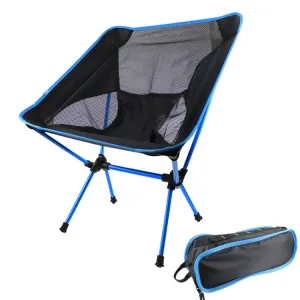 Outdoor Camping Lounge Beach Portable Folding Chair(Sky Blue)