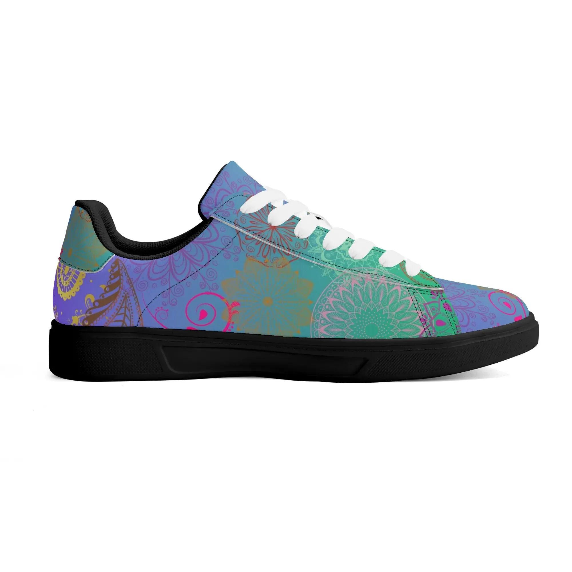 Paisley Mist Adult Lightweight Low Top Leather Skateboard Shoes