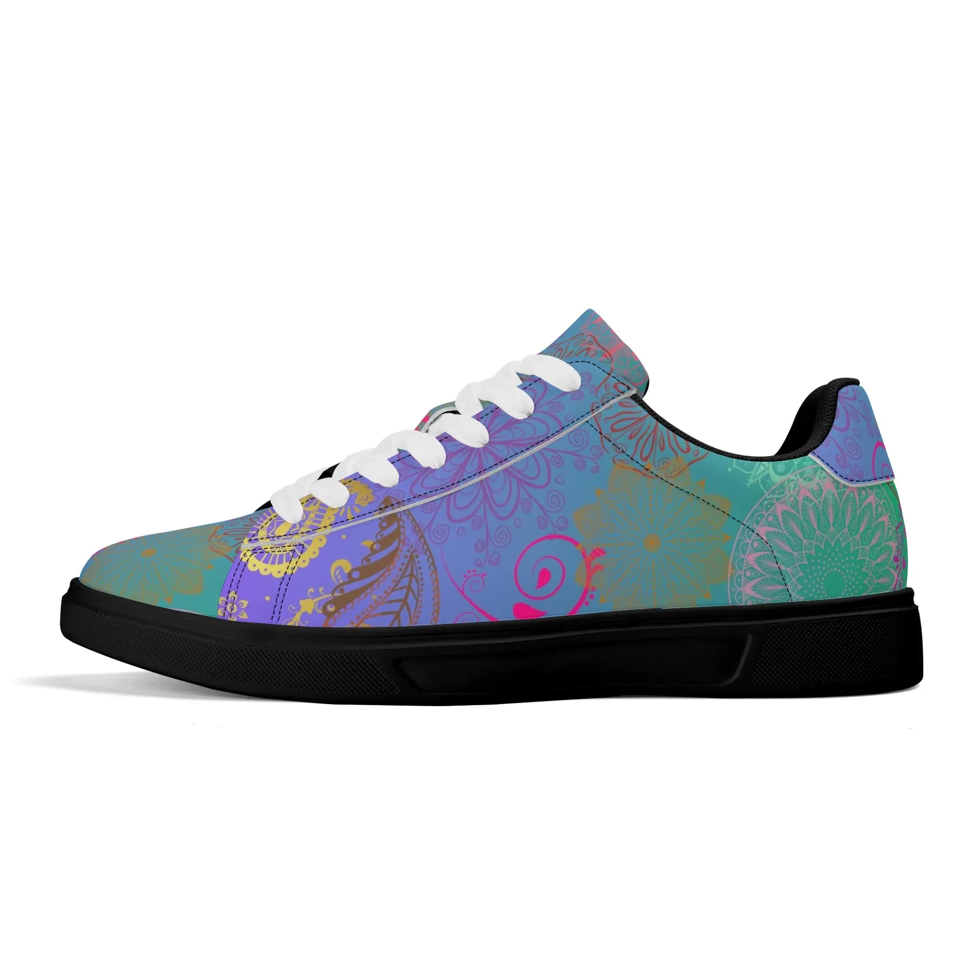 Paisley Mist Adult Lightweight Low Top Leather Skateboard Shoes