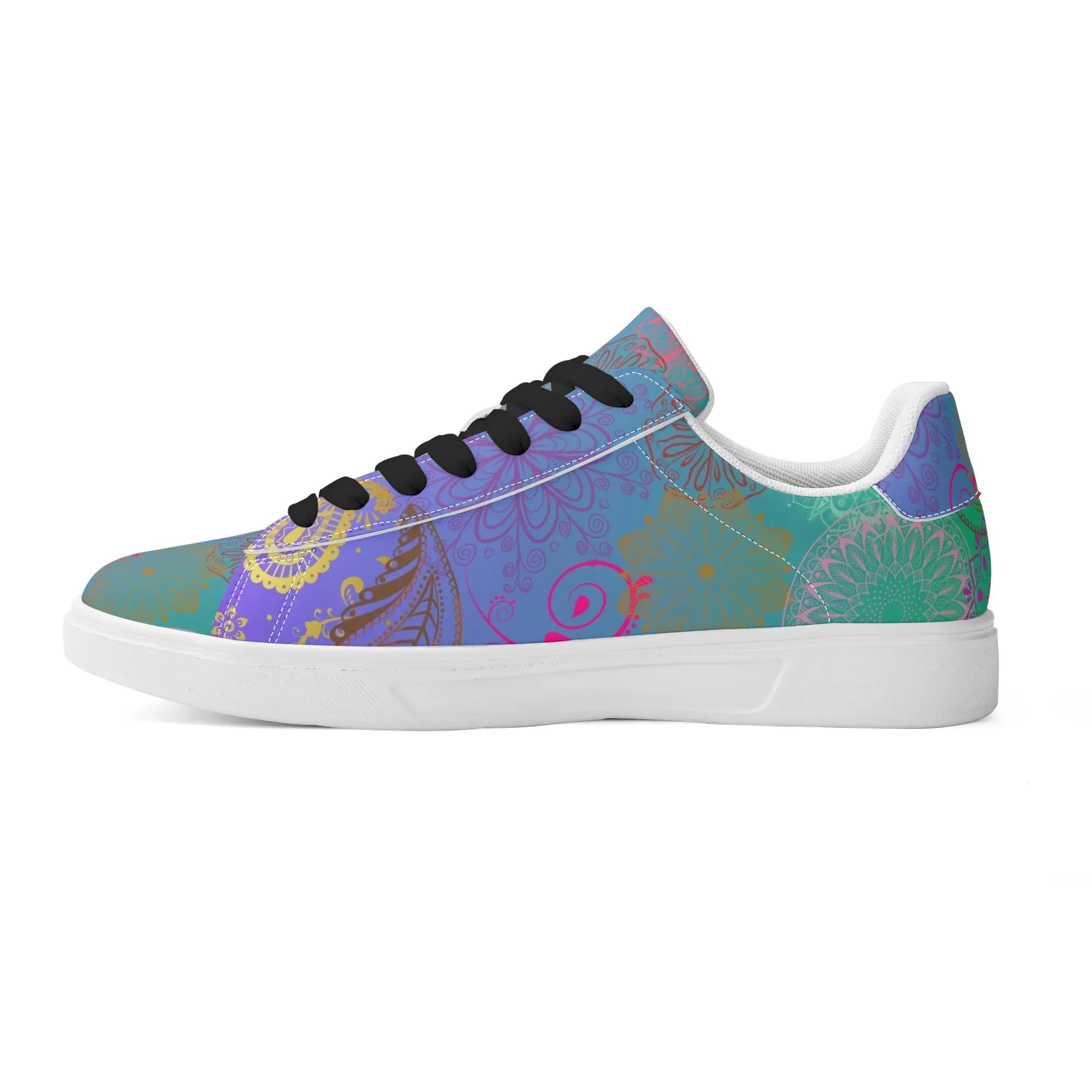 Paisley Mist Adult Lightweight Low Top Leather Skateboard Shoes